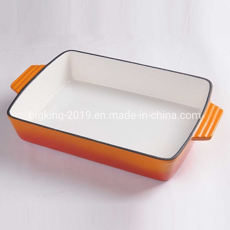 Colored Enamel Rectangle Cast Iron Baking Dishes for Cooking
