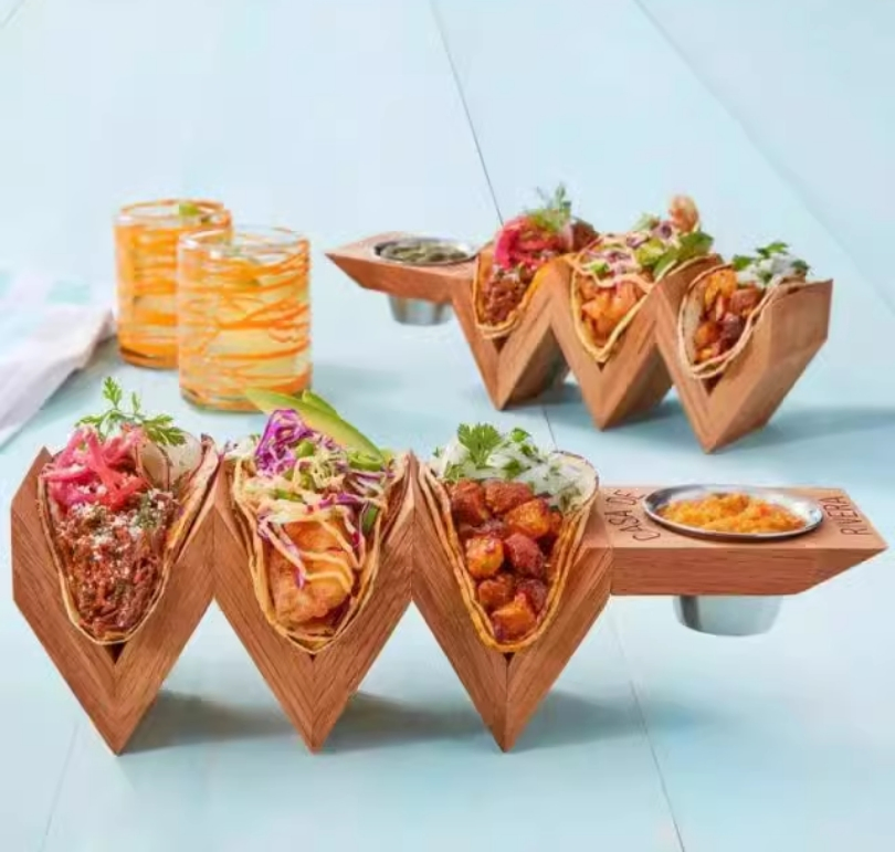 Practical Wooden 5 Divided Sushi Hand Roll Stand for Banquet