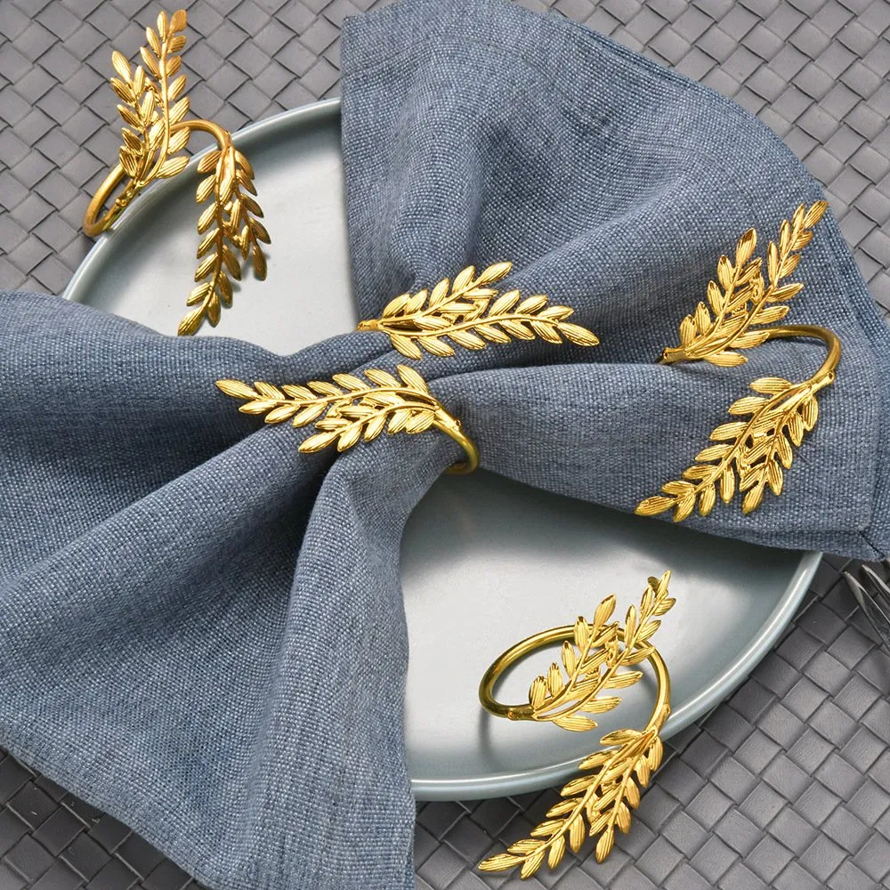 Gold Wheat Napkin Ring Metal Plating Barley Napkin Buckle Wedding Table Accessories