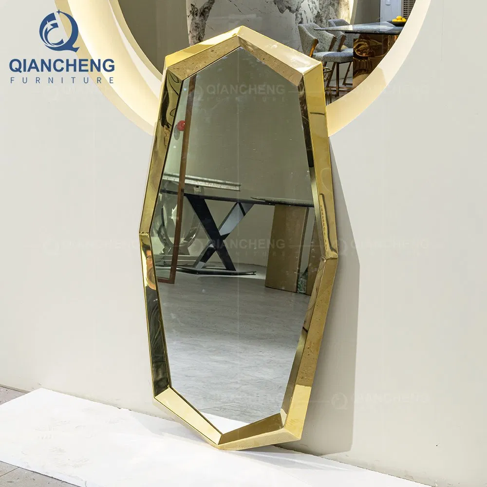 Hotel Luxury Decorating Furniture OEM Interior Design Golden Stainless Steel Mirror