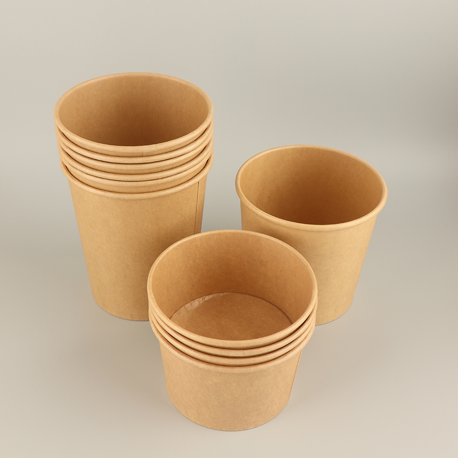 Eco-Friendly Food Container Disposable 1300ml Food Soup Brown Salad Kraft Paper Bowl with Lid
