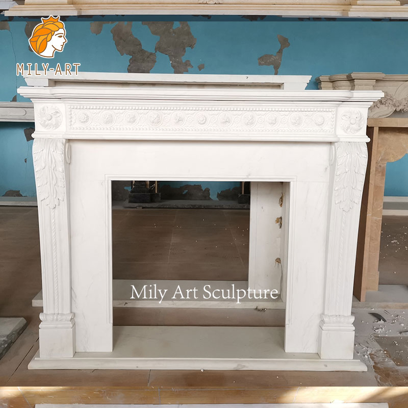 Custom Classical White Marble Stone Fireplace Surround for Sale