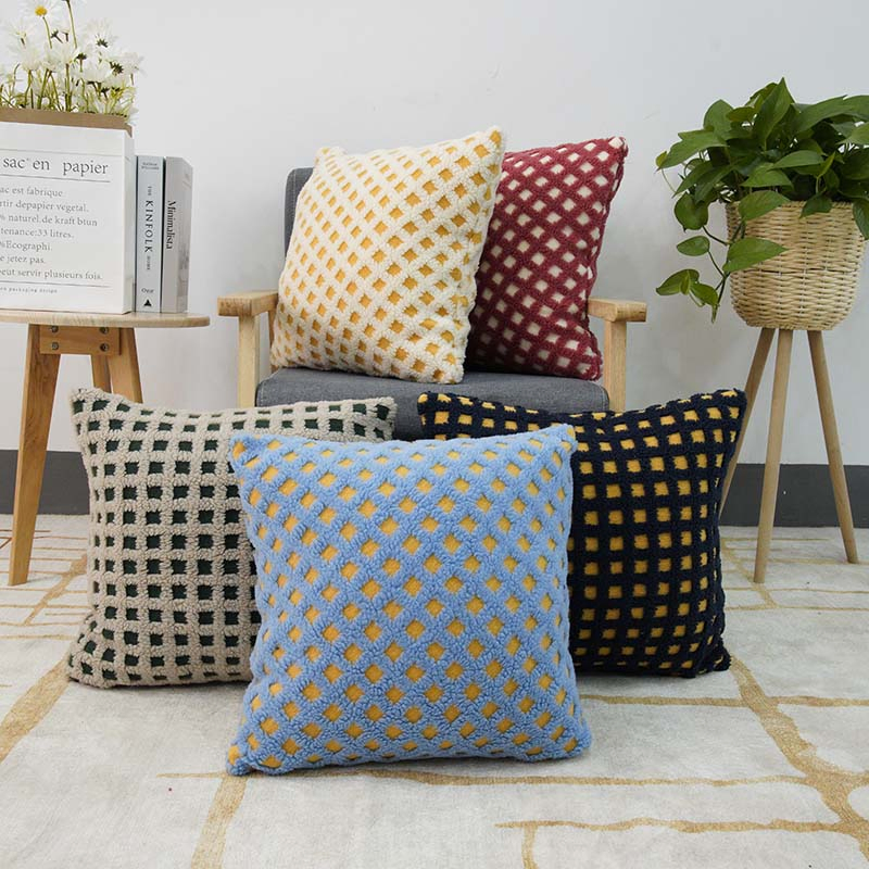 Polyester Jacquard Sherpa Cushion of Cover Wholesale Chair Seat Throw Pillow