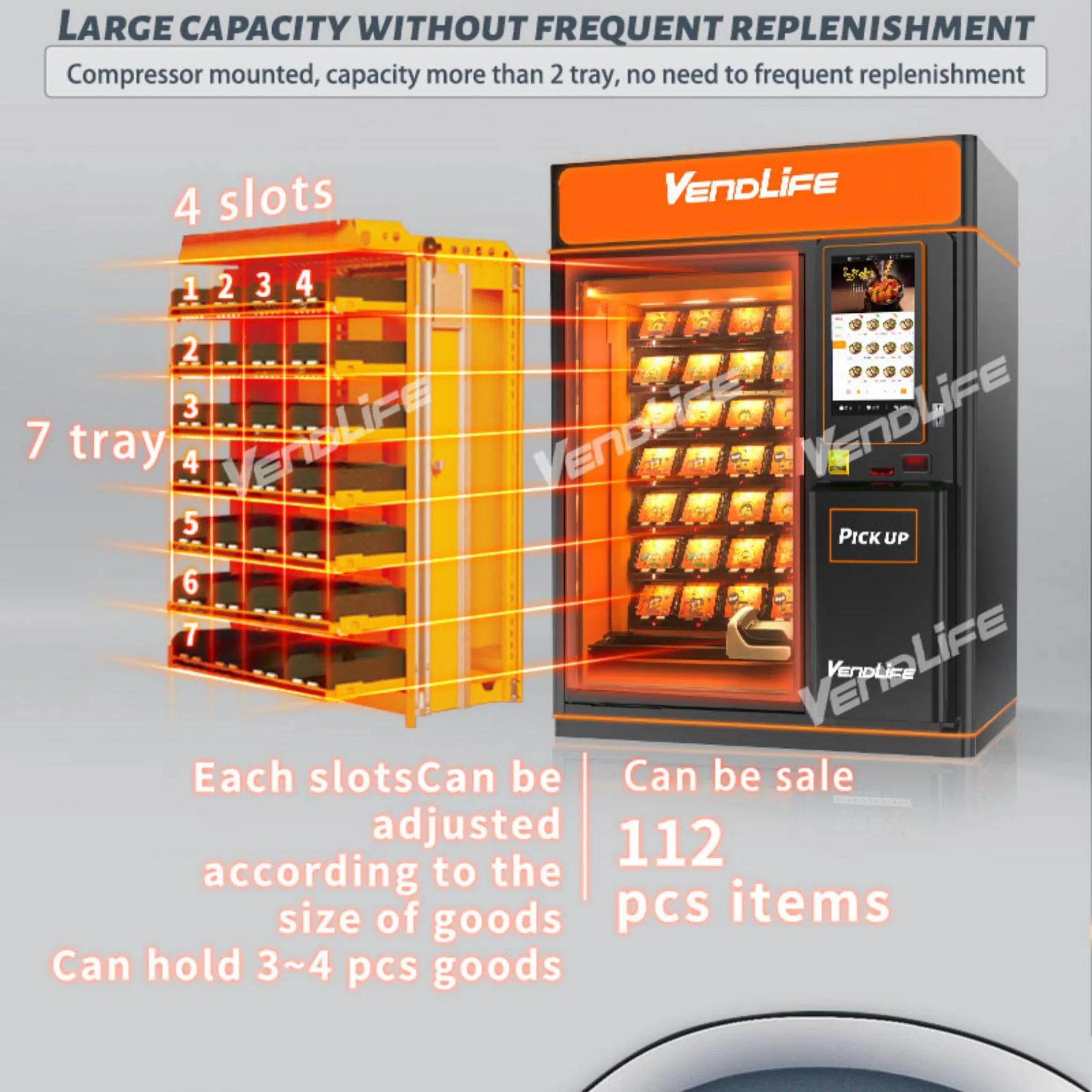 Factory Price Pizza Heated Fast Hot Food Vending Machine with Microwave Soup Touch Screen Maquina Expendedora Elevator Burger Vending Machine Fully Automatic