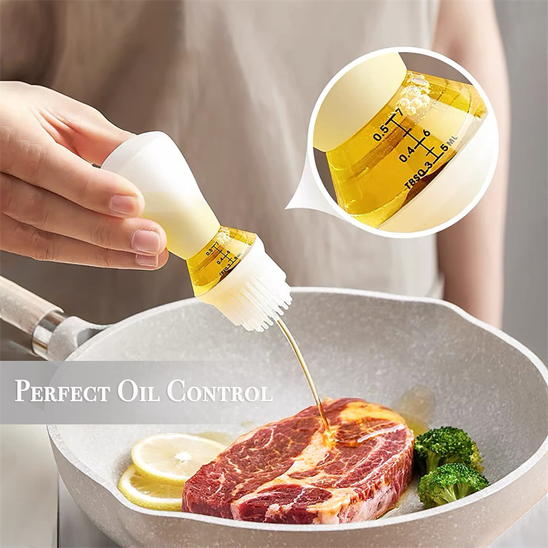 2 in 1 150ml Glass Olive Oil Dispenser Bottle with Basting Brush for Cooking Frying Kitchen