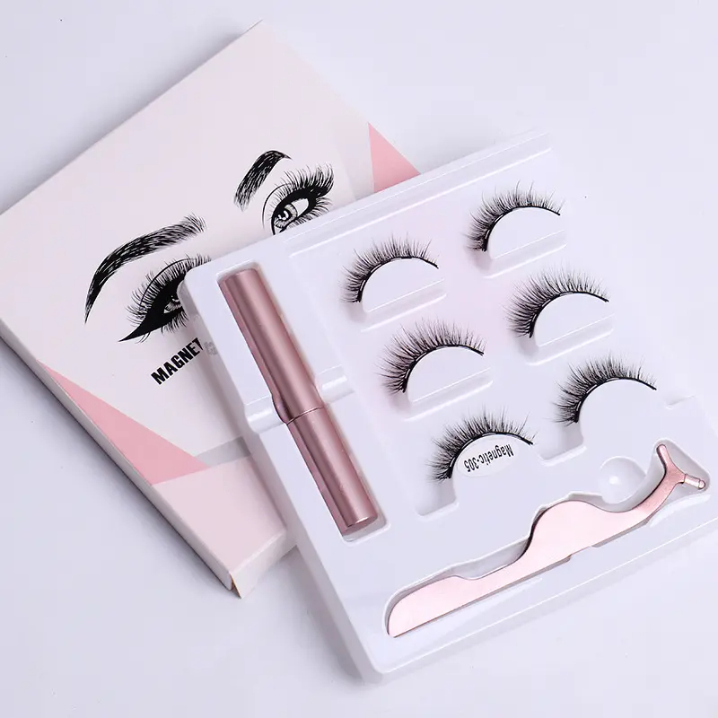 Magnetic False Eyelashes 5 Magnets 3 Pairs Magnets Eyelashes Pack Adhesive False Lashes 3 Pairs Pack Thick Split Eyelashes