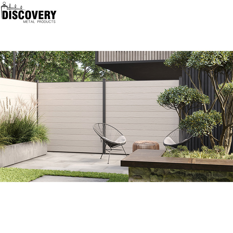 Outdoor Terrace Waterproof Wood Grain Texture Waterproof Easy Installation Wood Plastic Composite WPC Garden Fence with Aluminum Post and Hardware