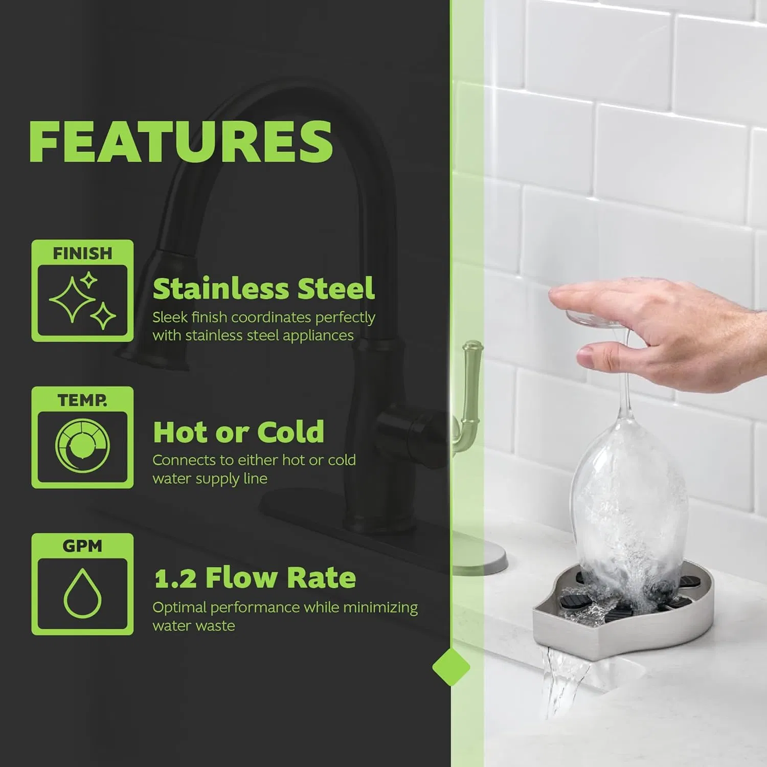 304 Stainless Steel Kitchen Sink Rinser Cup Washer Glass Cleaning Rinser High Pressure