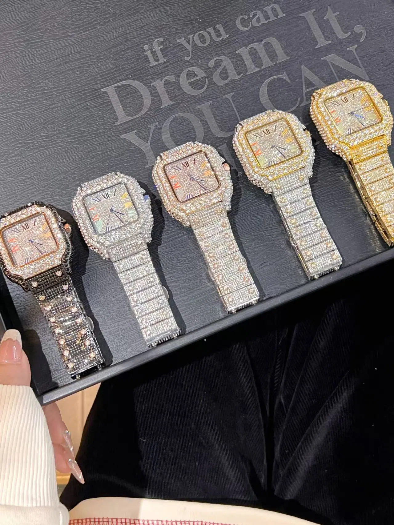 Vvs Factory Wholesale Custom Ice Moissanite Santos Luxury Replica Watches