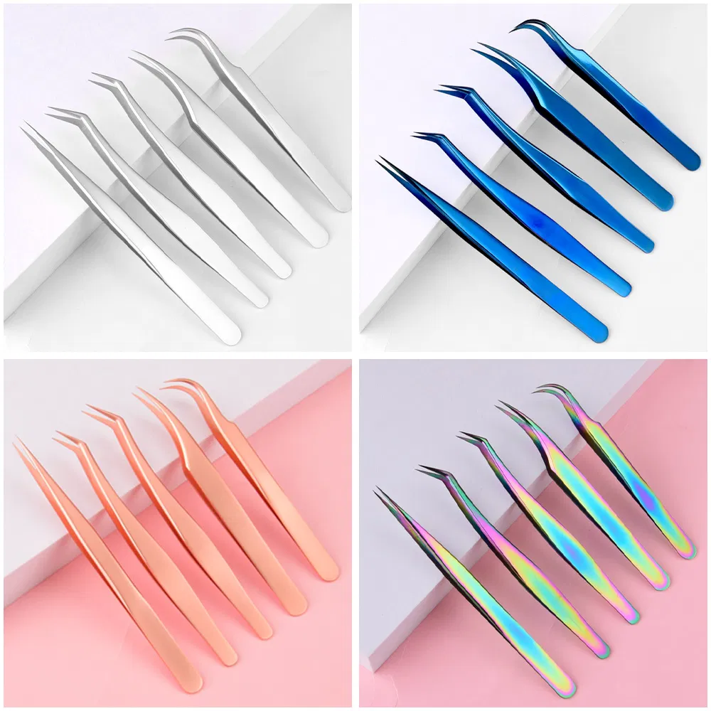 Eyebrow Medical Beauty Pointed Lash Tweezer Stainless Steel Fiber Tip Precision Eyelash Hair Tweezers