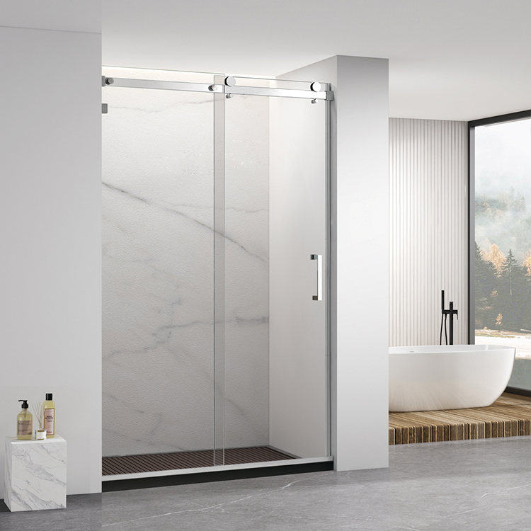 Bathroom Frameless Tempered Glass Sliding Shower Door