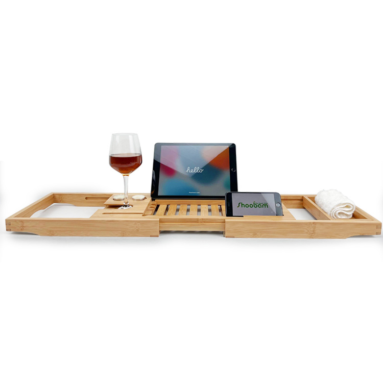 Bamboo Bathtub Tray Bathroom Extend Bath Tub Caddy Tray