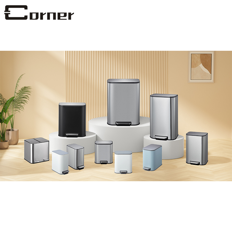 Мусорное ведро с педалью 30 л, черное, металлик