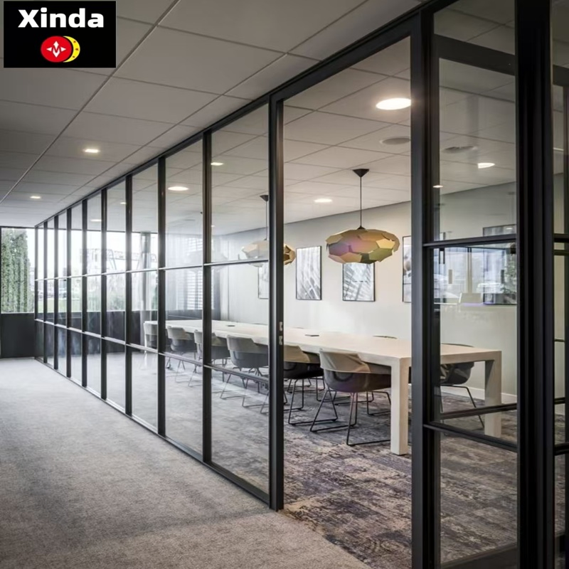 Heavy-Duty Tempered Glass Office Partition with Reinforced Aluminum Frame