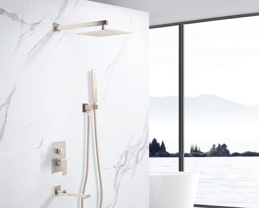 Shower Set in Wall Bathroom Taps Brass Kits Rain Rainfall Showerset Mixer Faucet Set Shower Mixer for Concealed Installation