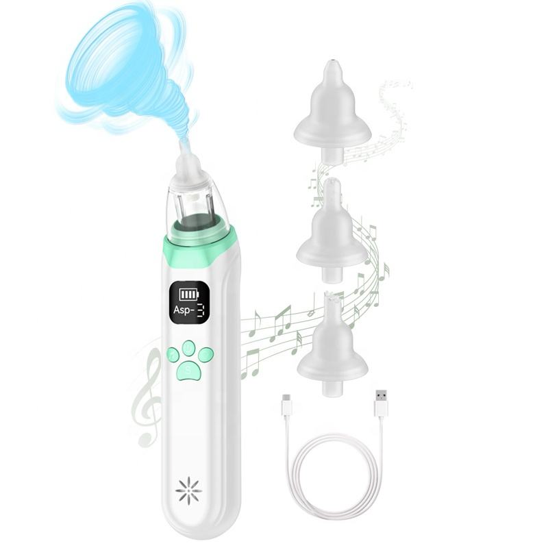 Home Use Electric Adjustable Suction Children Nose Cleaner with 3-Type Silicone Tips Baby Nasal Aspirator