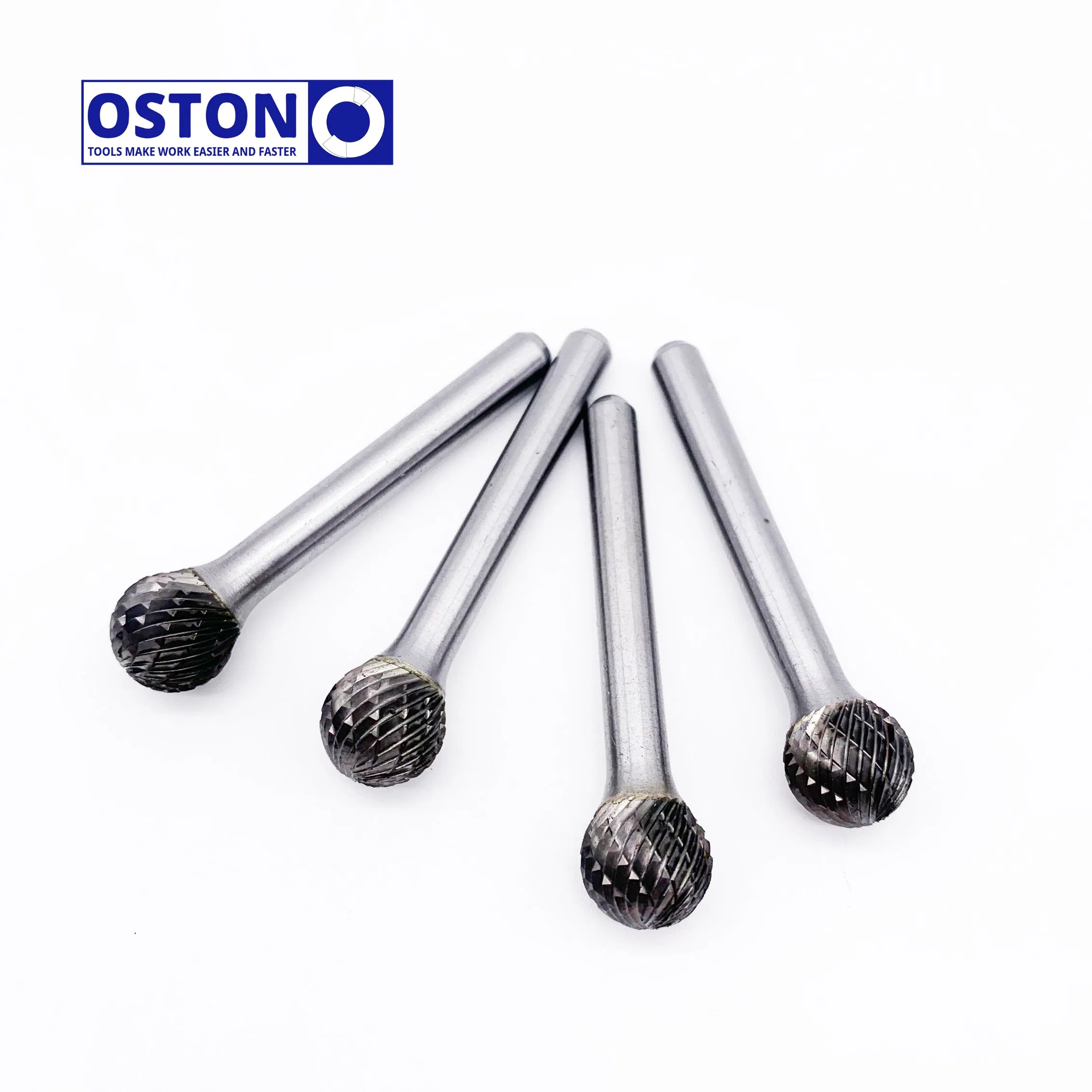 6.35mm 1/4 Inch Shank D Type Ball Shape Double Cut Tungsten Carbide Burrs