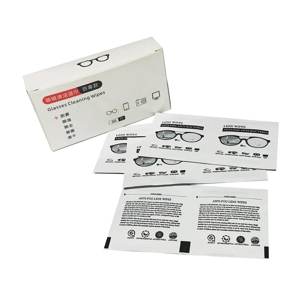 OEM Wholesale Camera Lens Wipes Cleaning Cloth Alcohol Free Anti Fog Lens and Eye Glasses Cleaning Wet Wipes