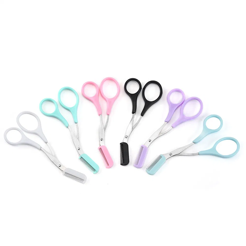 Hot Sale Stainless Steel Eyebrow Trimming Scissors with Eyebrow Comb