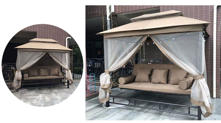 Качели садовые 3-местные с навесом для дачи патио