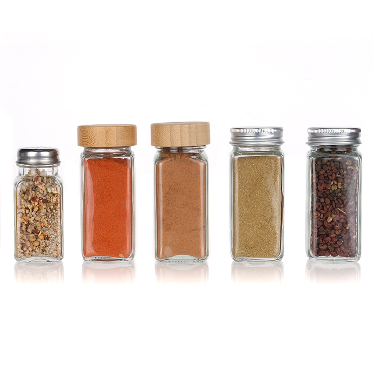 Hot Sale 4 Oz Transparent Square Glass Jars for Spices for Wholesaler