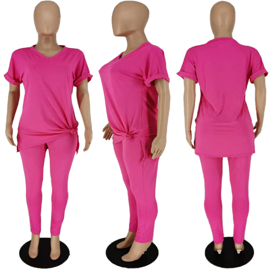 Комплект женский летний футболка V-вырез и брюки