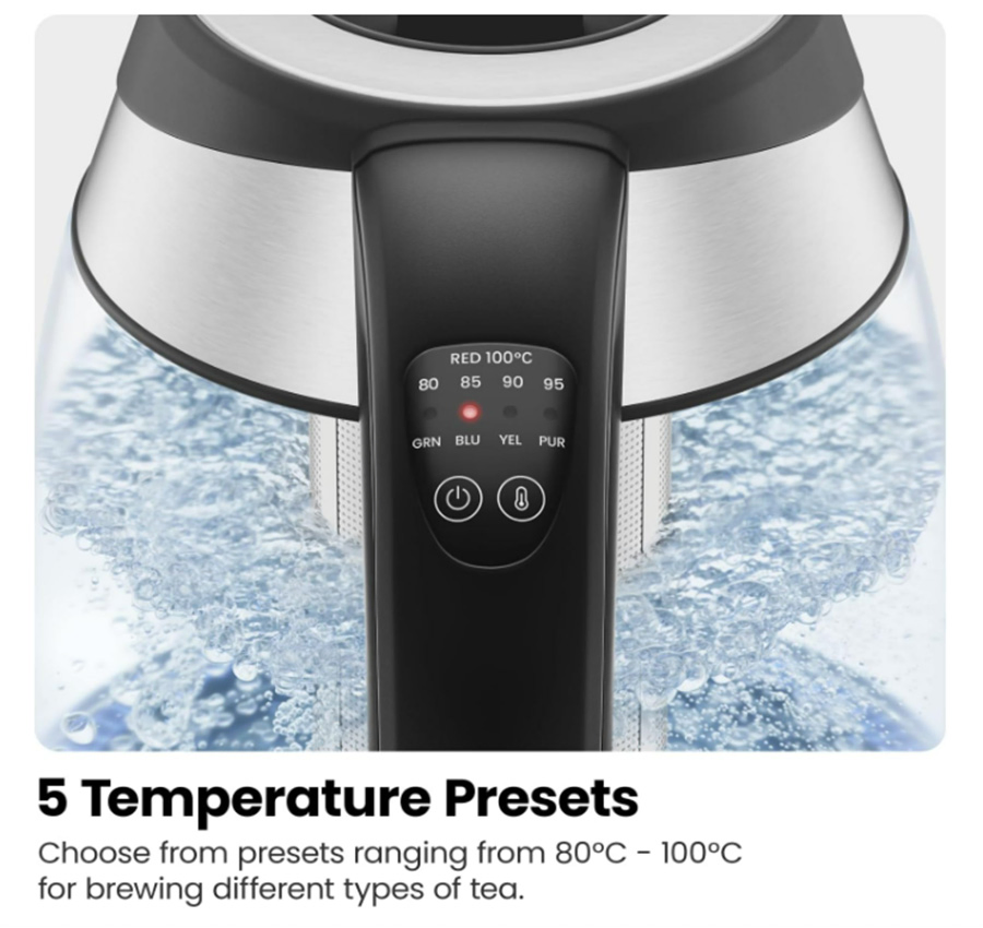 Glass Tea Kettle Hot Water Boiler Electric Kettle with Temperature Control
