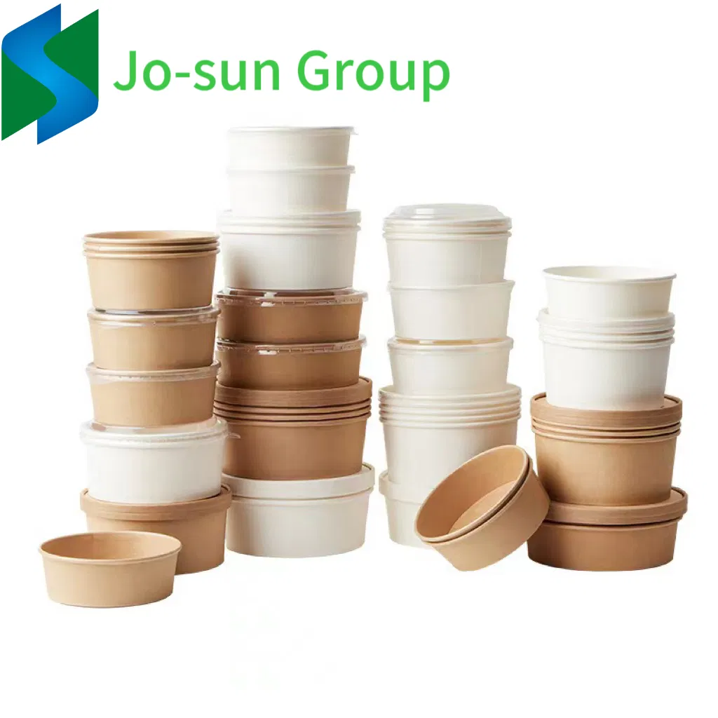 Disposable Eco Friendly Takeaway Kraft Paper Container Bowl with Lid for Food and Ice Cream Salad Packaging