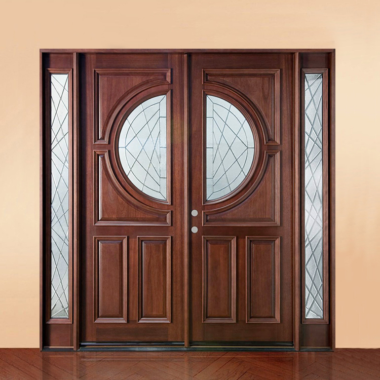 Wholesale Outdoor Modern Double Solid Wood Front Door Exterior Main Entrance Wooden Doors Design