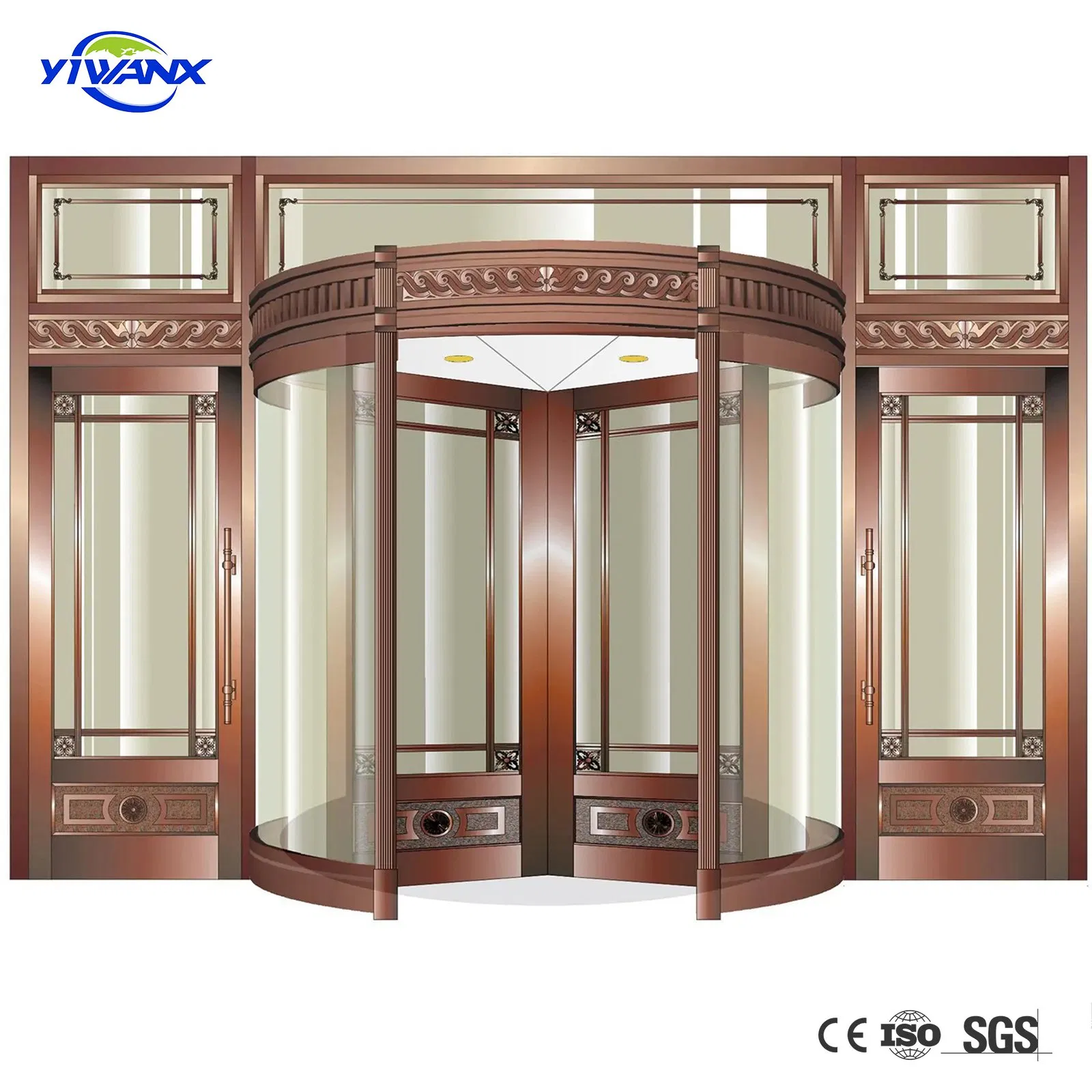 Two Wings Automatic Revolving and Sliding Function Door, Security Door