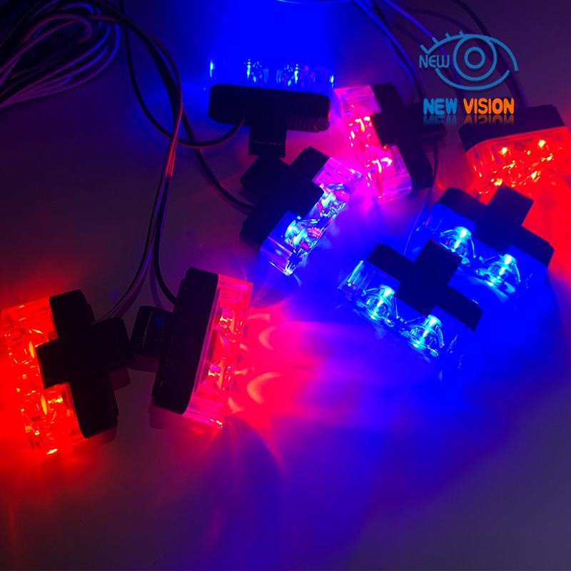 Автомобильные светодиодные стробоскопы для решетки радиатора, 16 LED, с беспроводным пультом, синие и красные