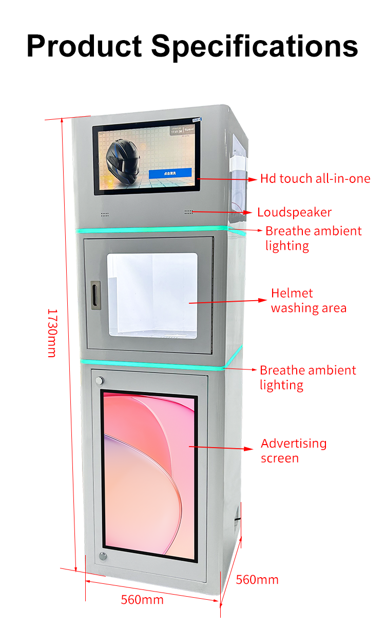 Upus Factory Custom 27 Advertising Screen Motorcycle Helmet Cleaning Machine Helmet Cleaning Vendo Machine