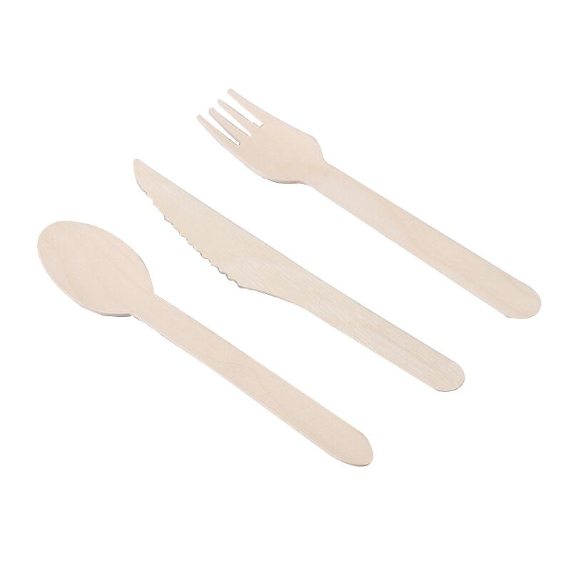 Eco Friendly Disposable Wooden Knife Fork Spoon Set Individual Wrapped