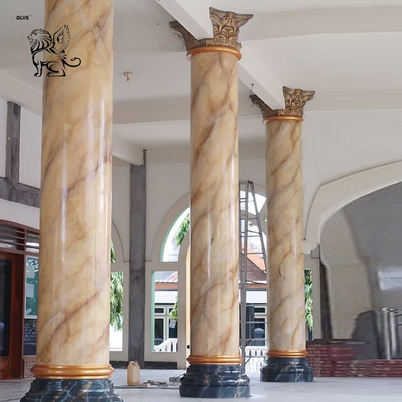 Circular Columns Stone Roman Column Classic Sandstone Pillars White Marble House Porch Pillar Factory Price