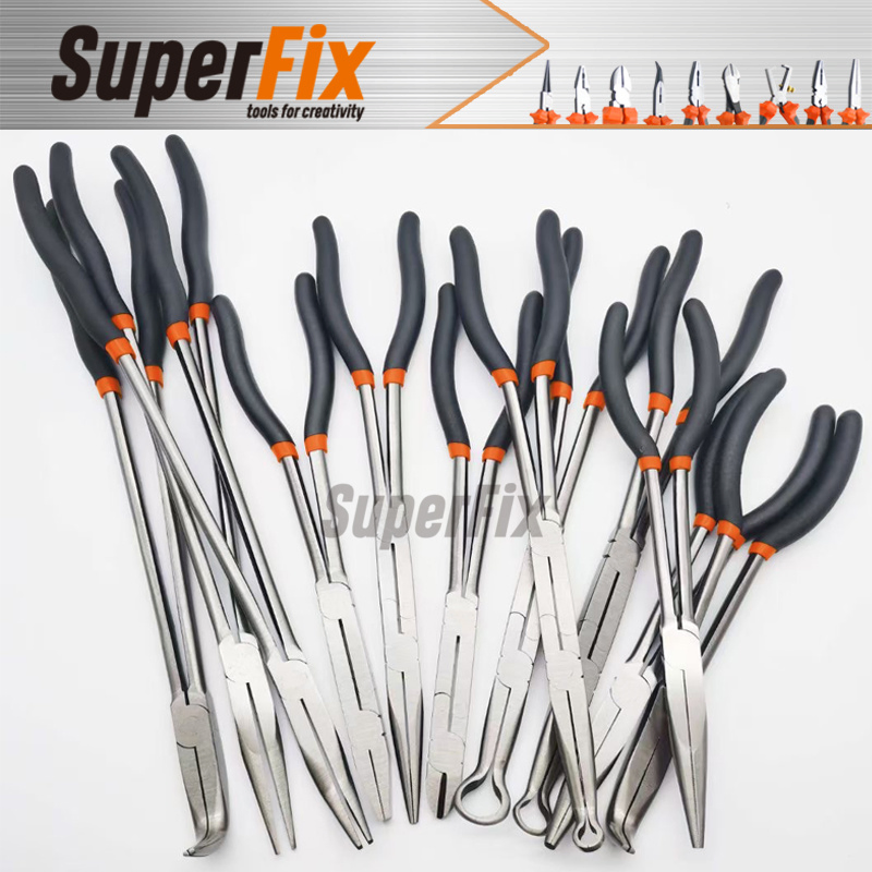 Alicate Professional Pliers with Plastic Handle, Polish Finish/Satin/Nickle Plated, Carbon Steel/Chrome Vanadium, Funcitonal/Cutting/Twisting/Clamping