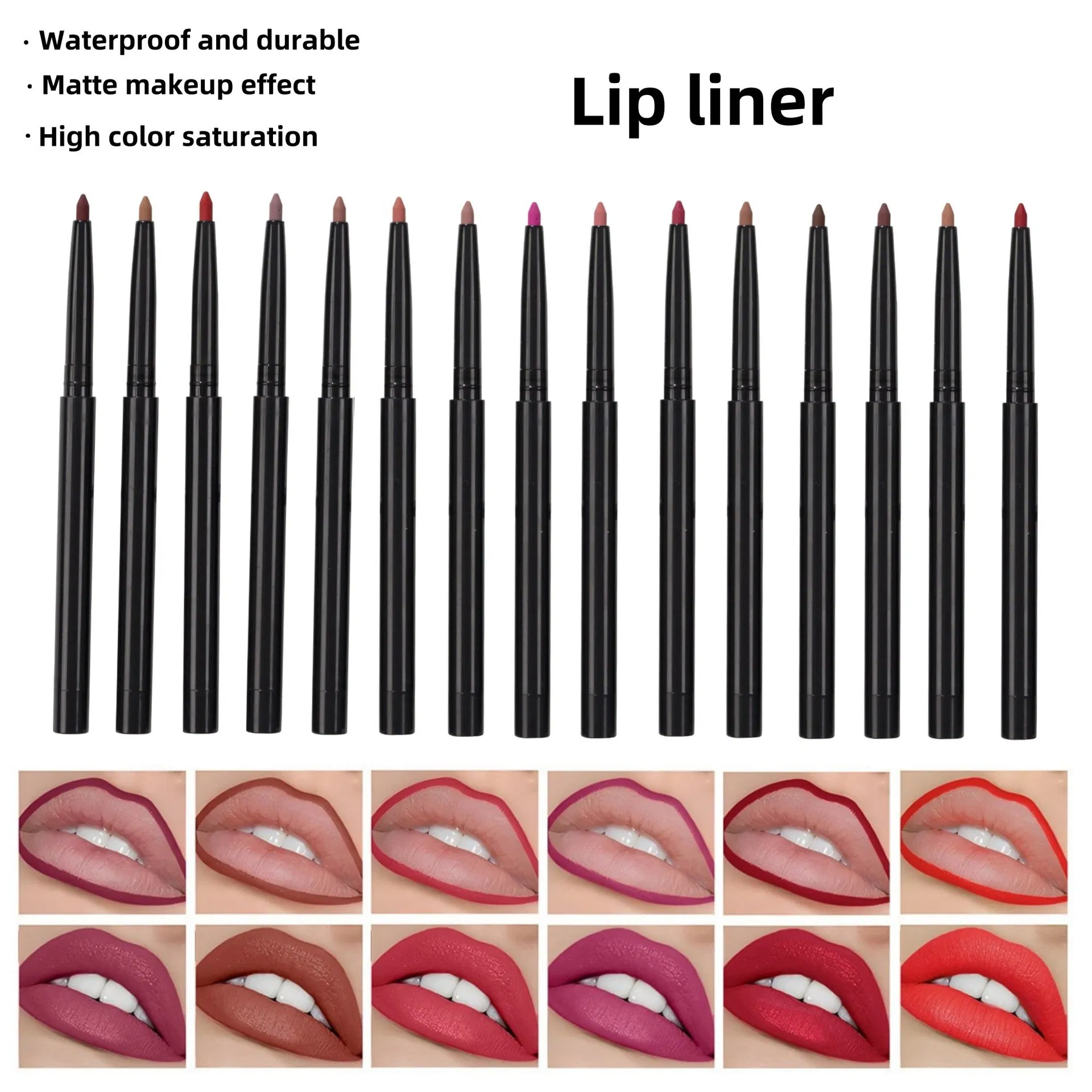 Long Lasting Dark Brown Lipliner Pencil Private Label Waterproof Vegan Cruelty Free Creamy Lip Liner
