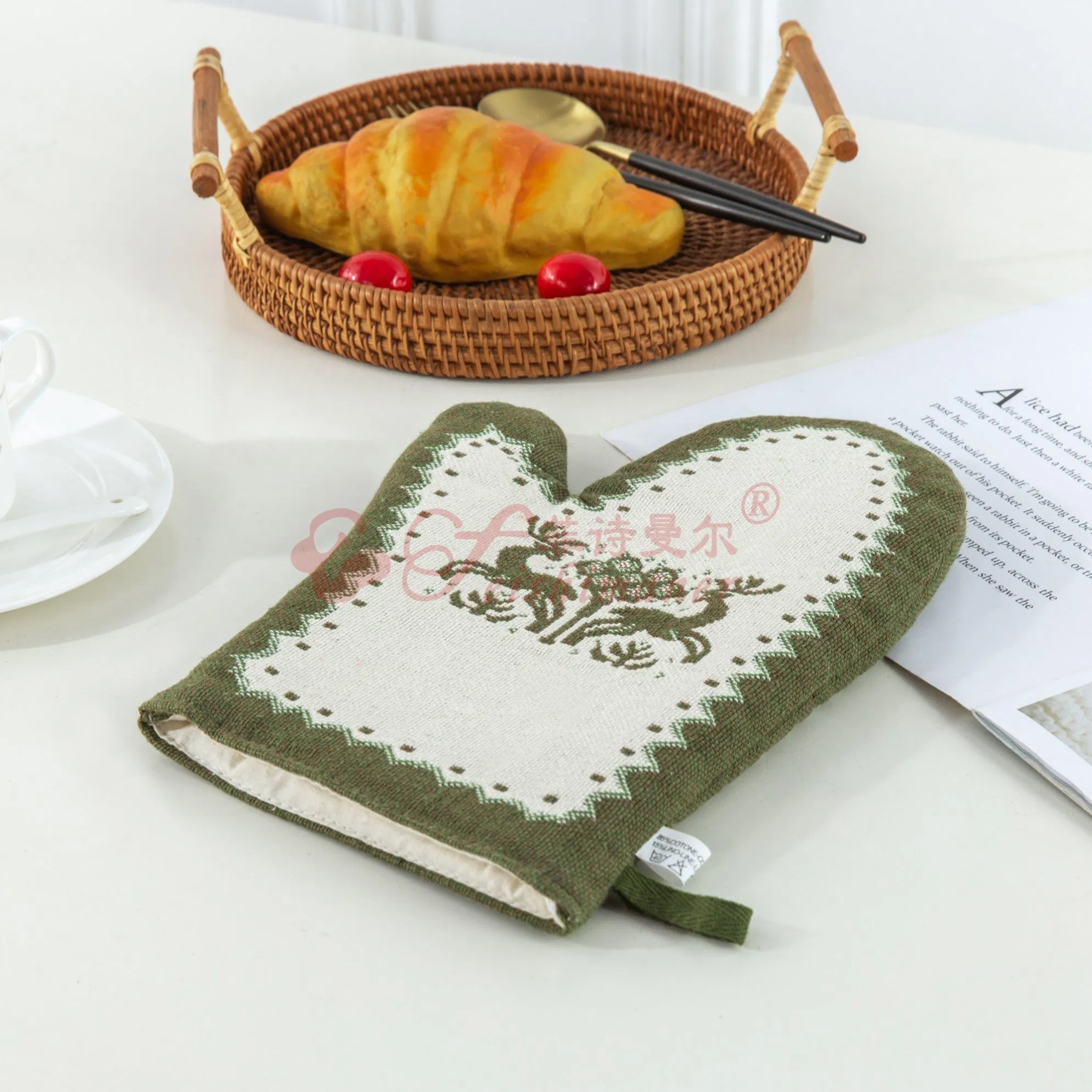 New Fashion Cotton Oven Mitts Heat Resistance Glove for Restaurant Cooking Baking Kitchen