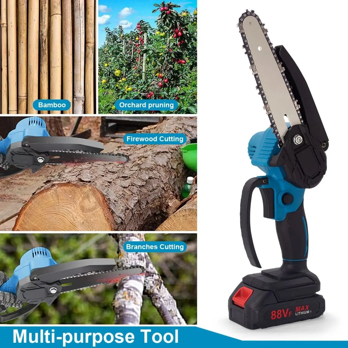 Lightweight Cordless Electric Chainsaw for One-Handed Wood Cutting