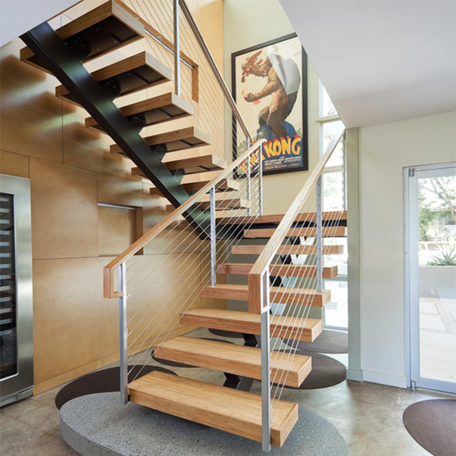 Prima Indoors Modern Design Steel Wood Prefabricated Straight Staircase