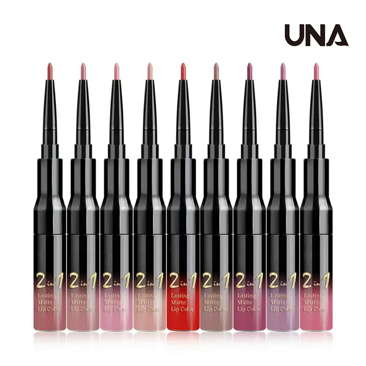 Hot Sale in Europe and America Makeup Cosmetics 2 in 1 Liquid Lipstick and Lip Liner
