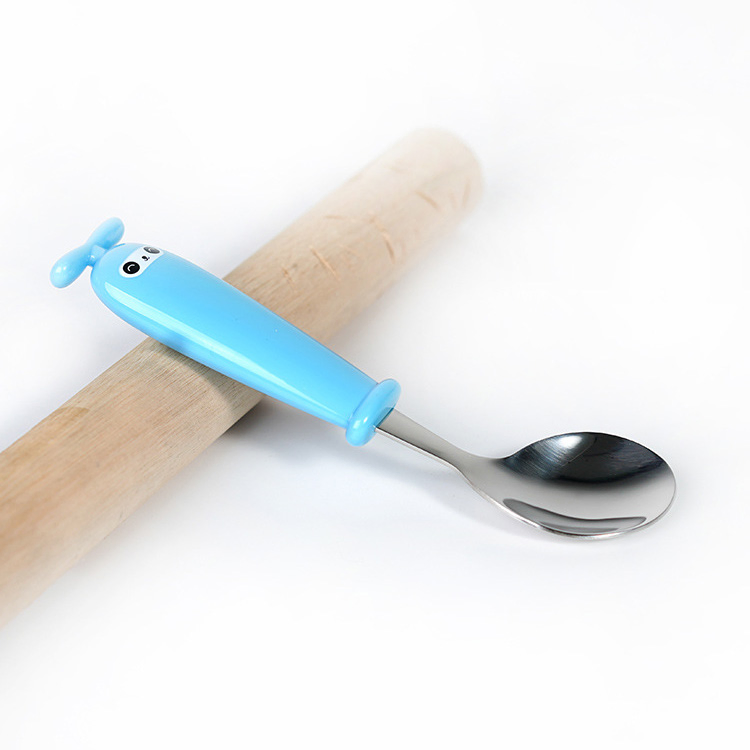 Stainless Steel Children Cartoon Helicopter Tableware ABS Handle Curved Spoon