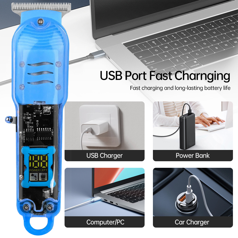 Transparent Electric Hair Clippers for Professional Barber Use