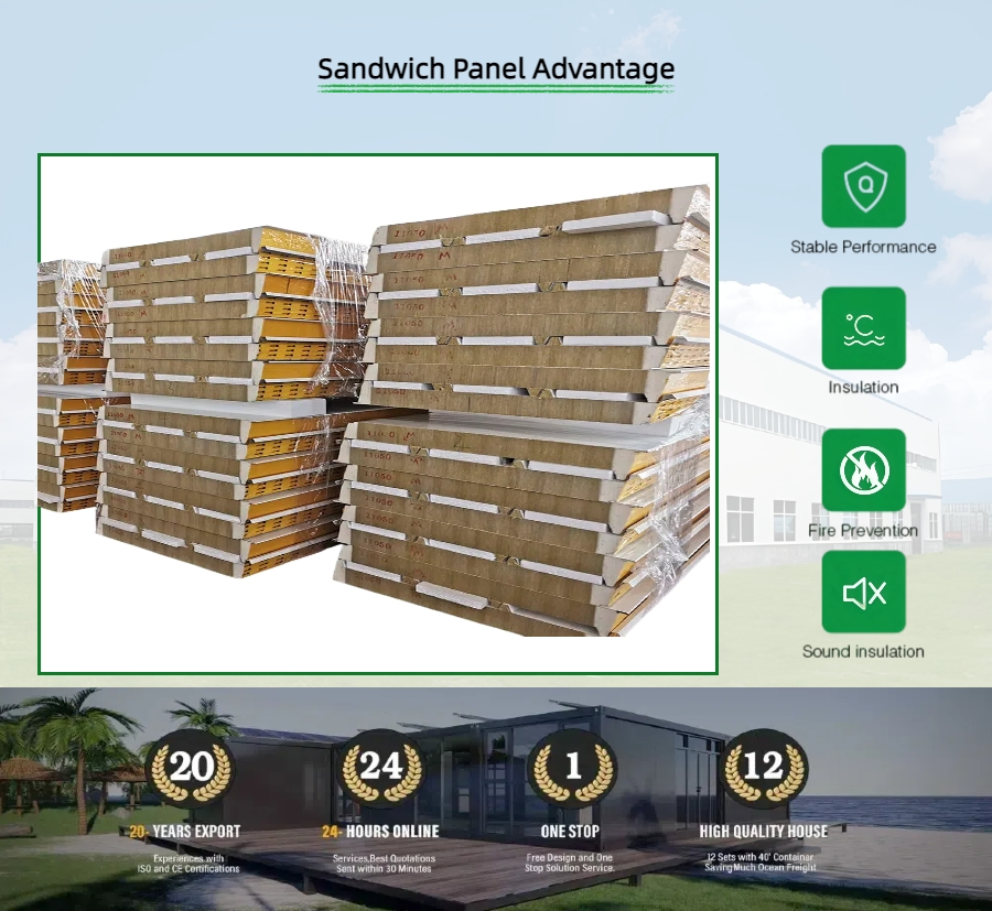 Energy Saving Rock Wool Sandwich Panel for Green Building Roofs