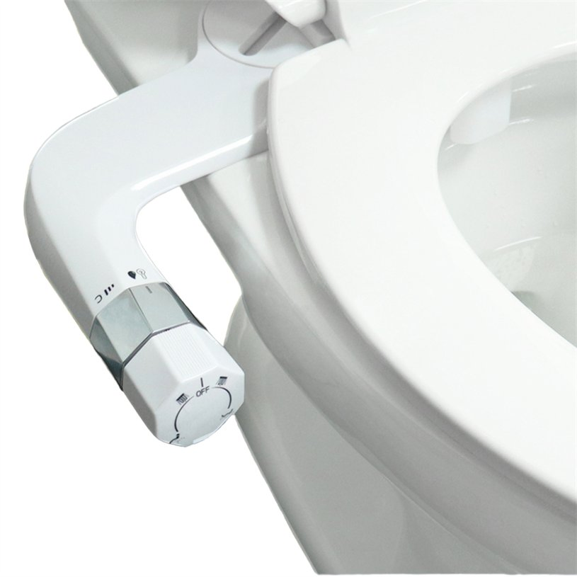 Modern Style Clear Rear Bidet Attachment Adjustable Water Pressure Dual Nozzle Toilet Bidet Attachment Self-Cleaning ABS