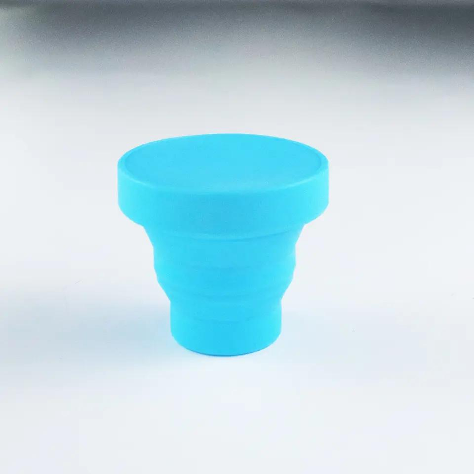 Silicone 170ml 5.7oz Mini Colorful Collapsible Foldable Folding Retractable Drinking Portable Cup with Lid for Outdoor Travel