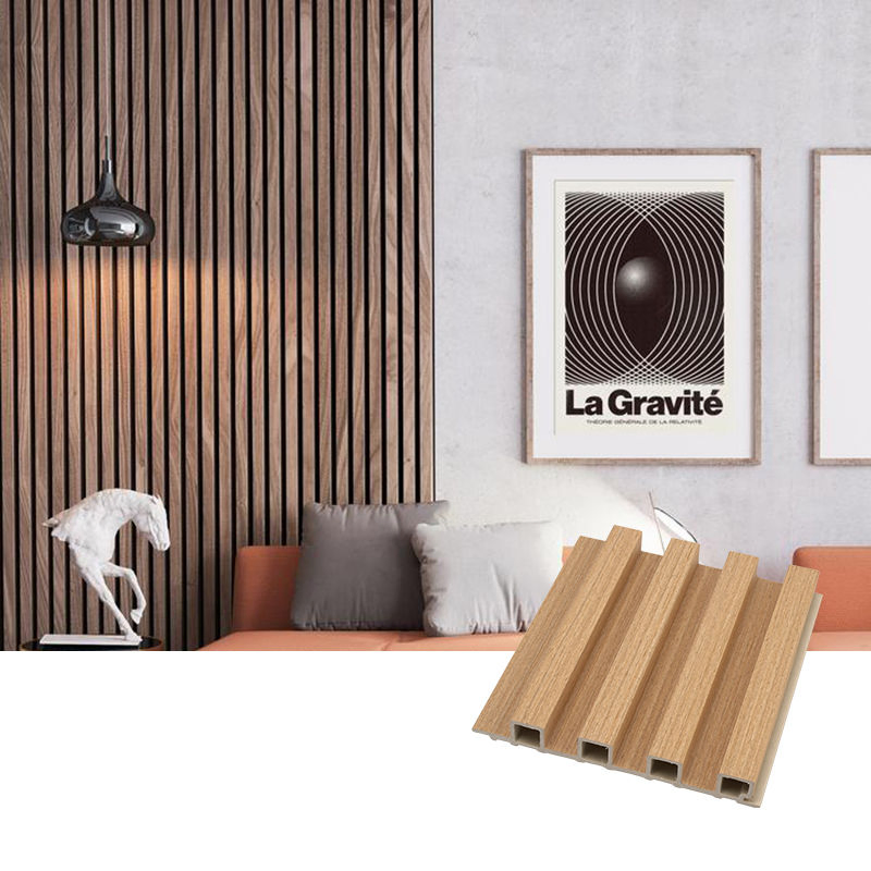 Waterproof PVC Fluted Panel Wood Laminated WPC Wall Cladding Panel Wood Grain Louvre Wall Cladding WPC Ceiling Tubes