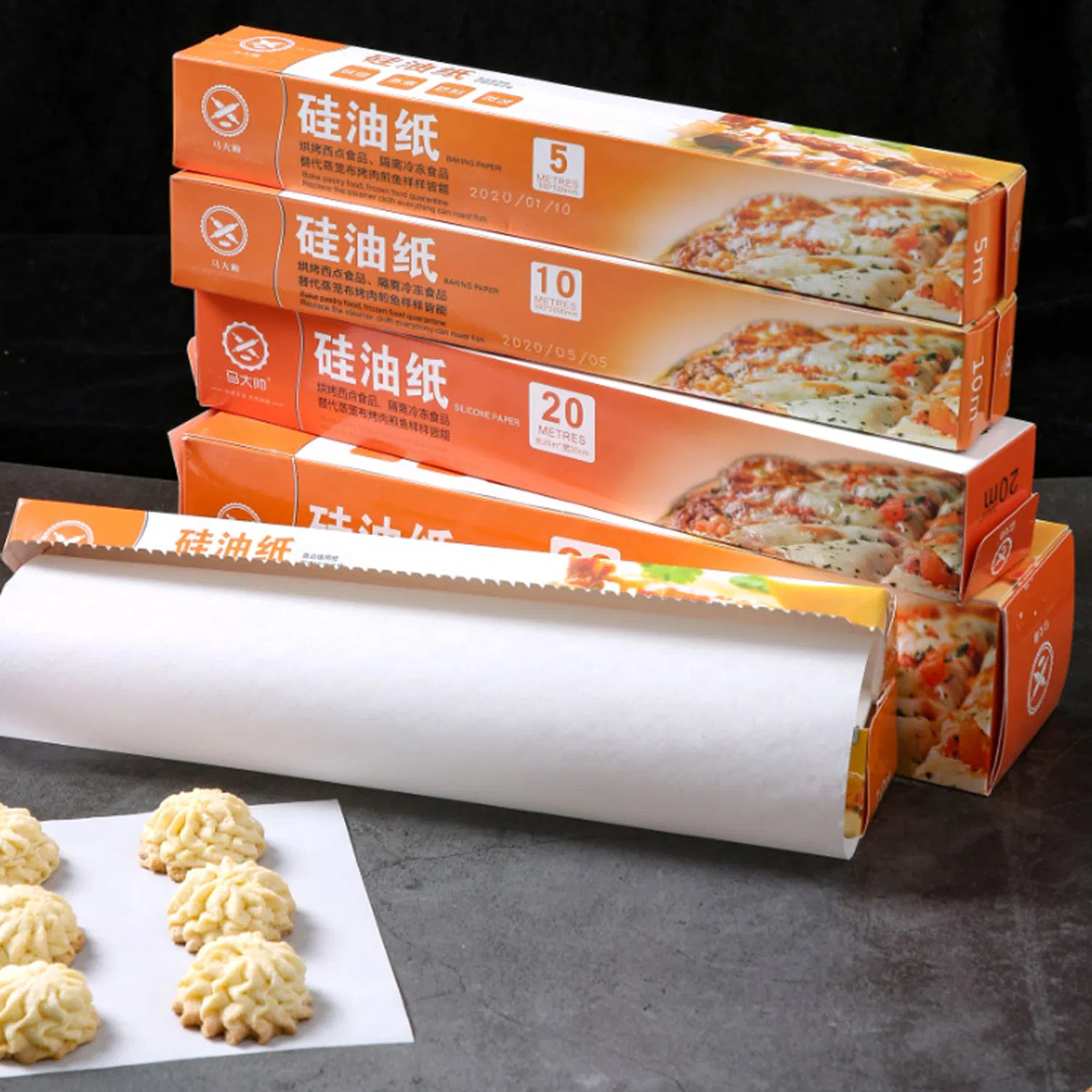 Custom Heat Resistant Non Stick Grease Proof Kitchen Oven Cake Reusable Silicon Coated Disposable Parchment Bake Paper