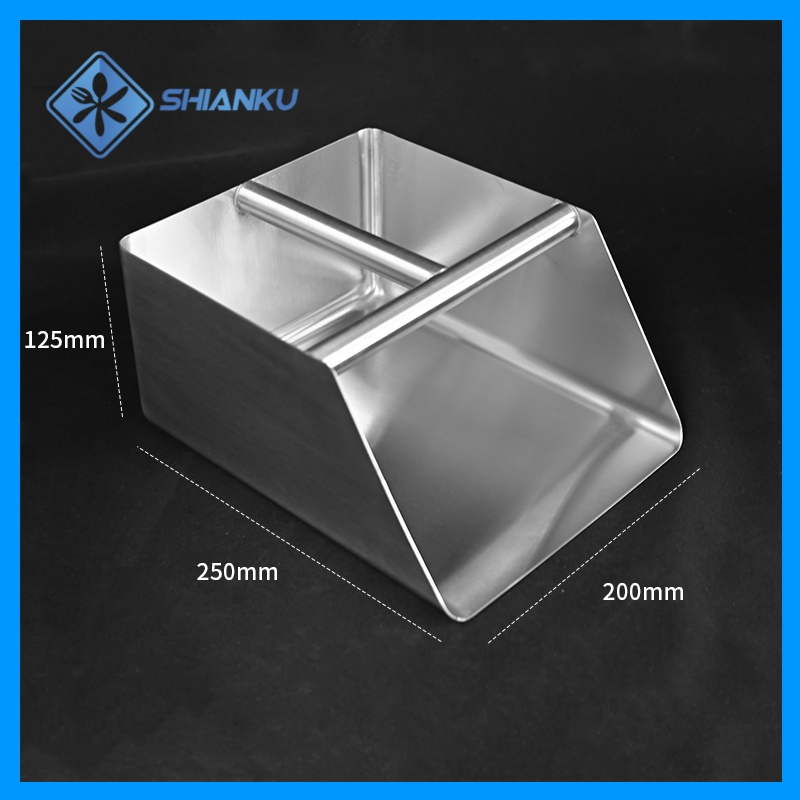 Shianku Food Grade 304 Stainless Steel Square Shovel Industrial Metal Dustpan