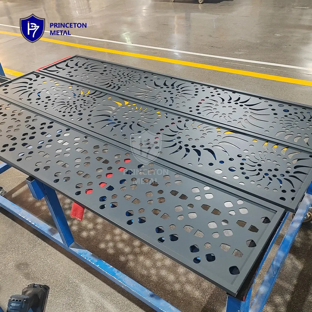 Modern Design Laser Cutting Aluminum Double Swing Gate Home Entrance Security Metal Residential Gate with Lock