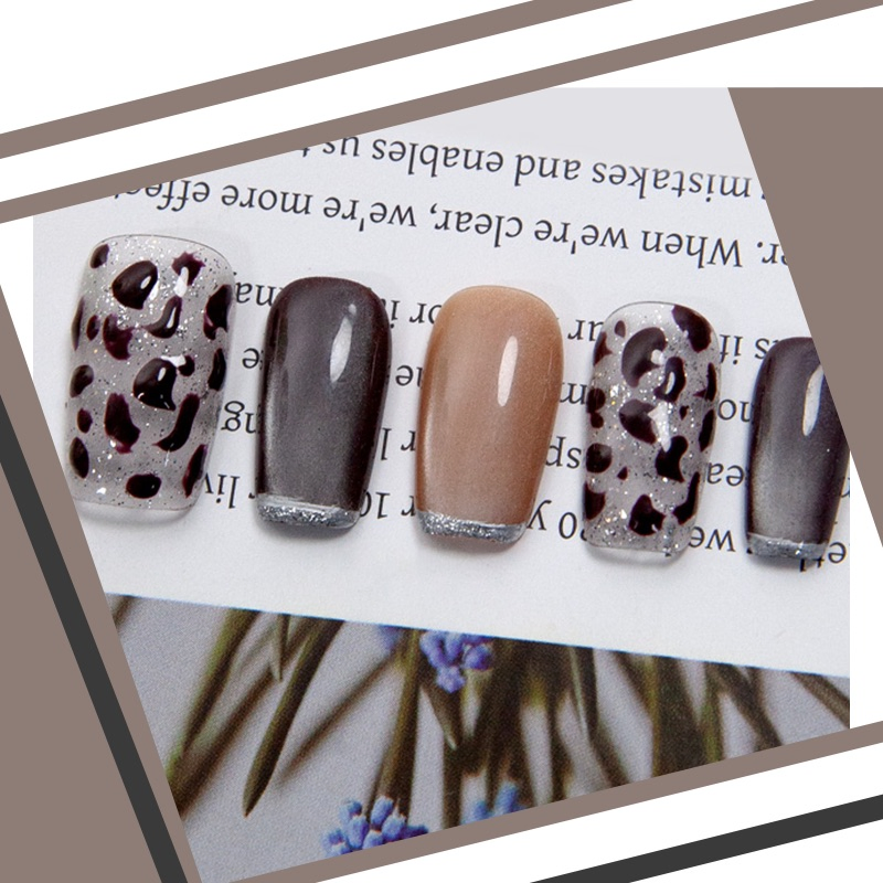 Wild Leopard Press-on Nails with Silver Accents